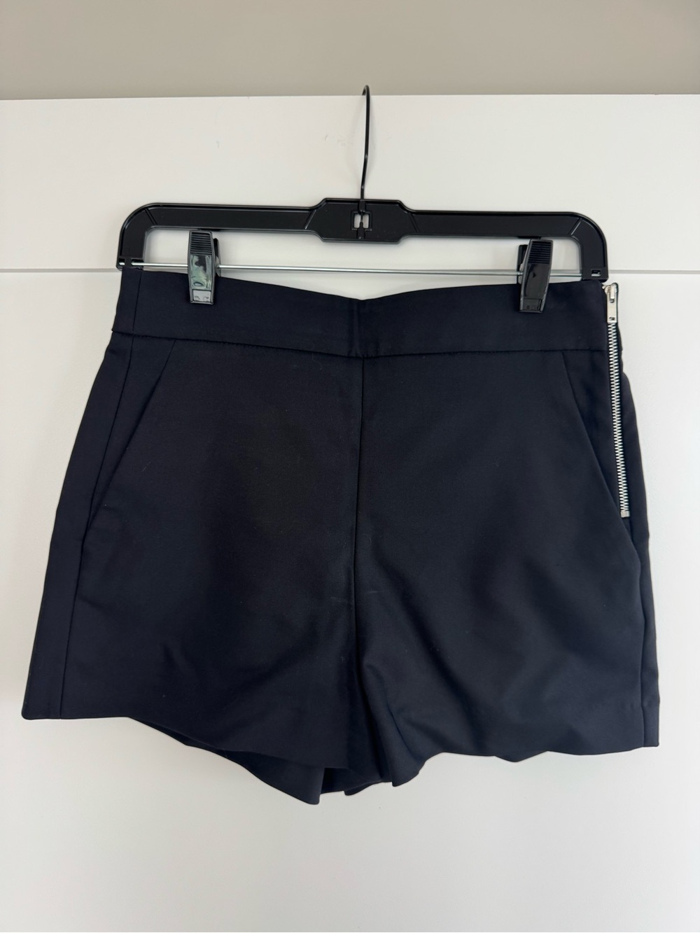 Zara Black High-Waist Tailored Shorts with Side Zip